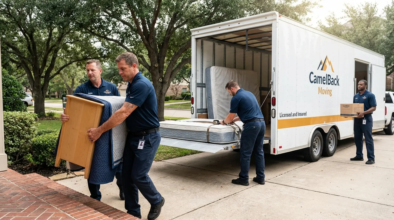 Crew loading residential truck for cross-state move from Cabin John, MD