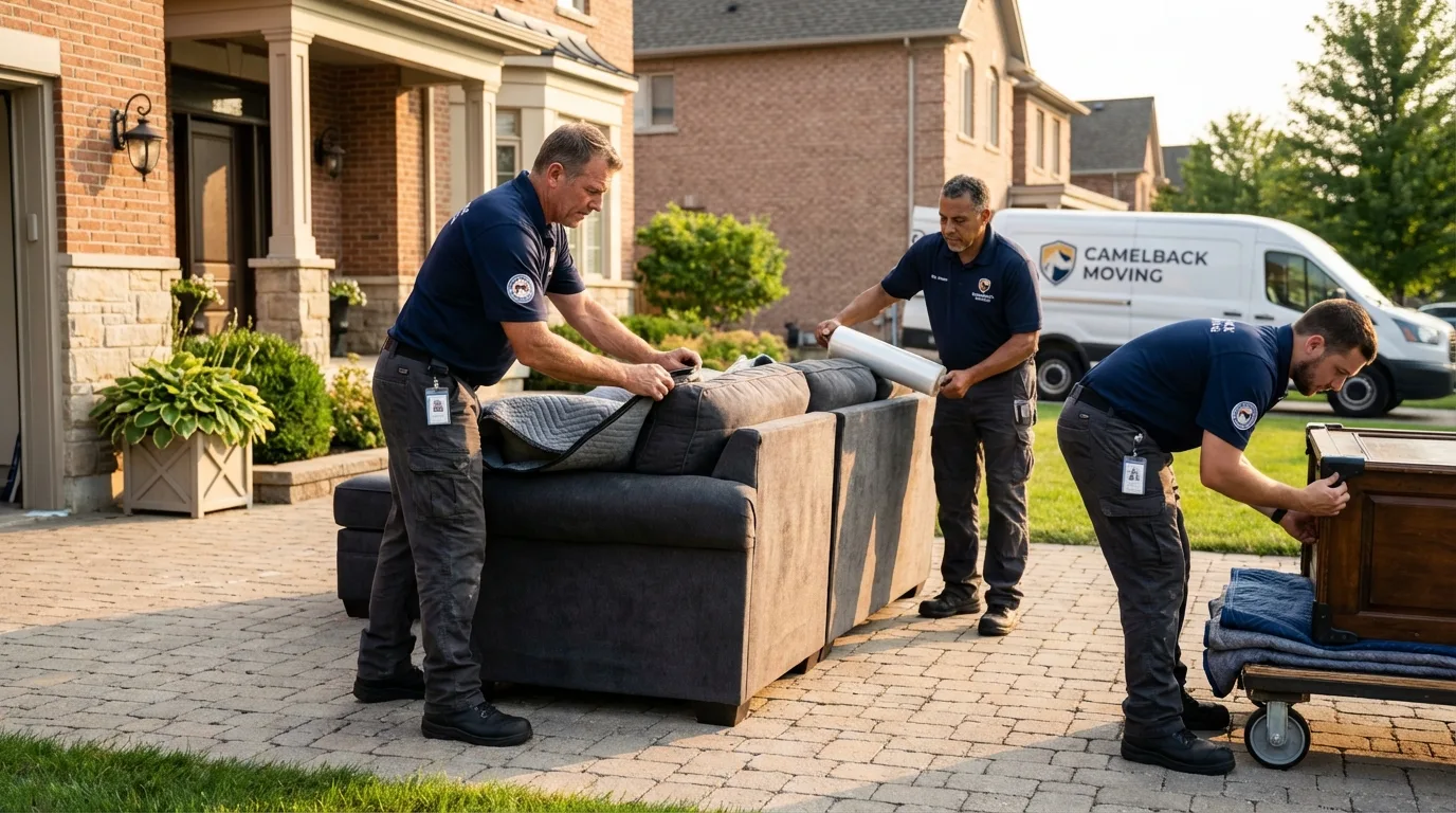 Large estate moving crew wrapping furniture in Cabin John, MD